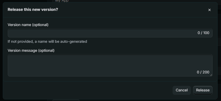 Release confirmation dialog